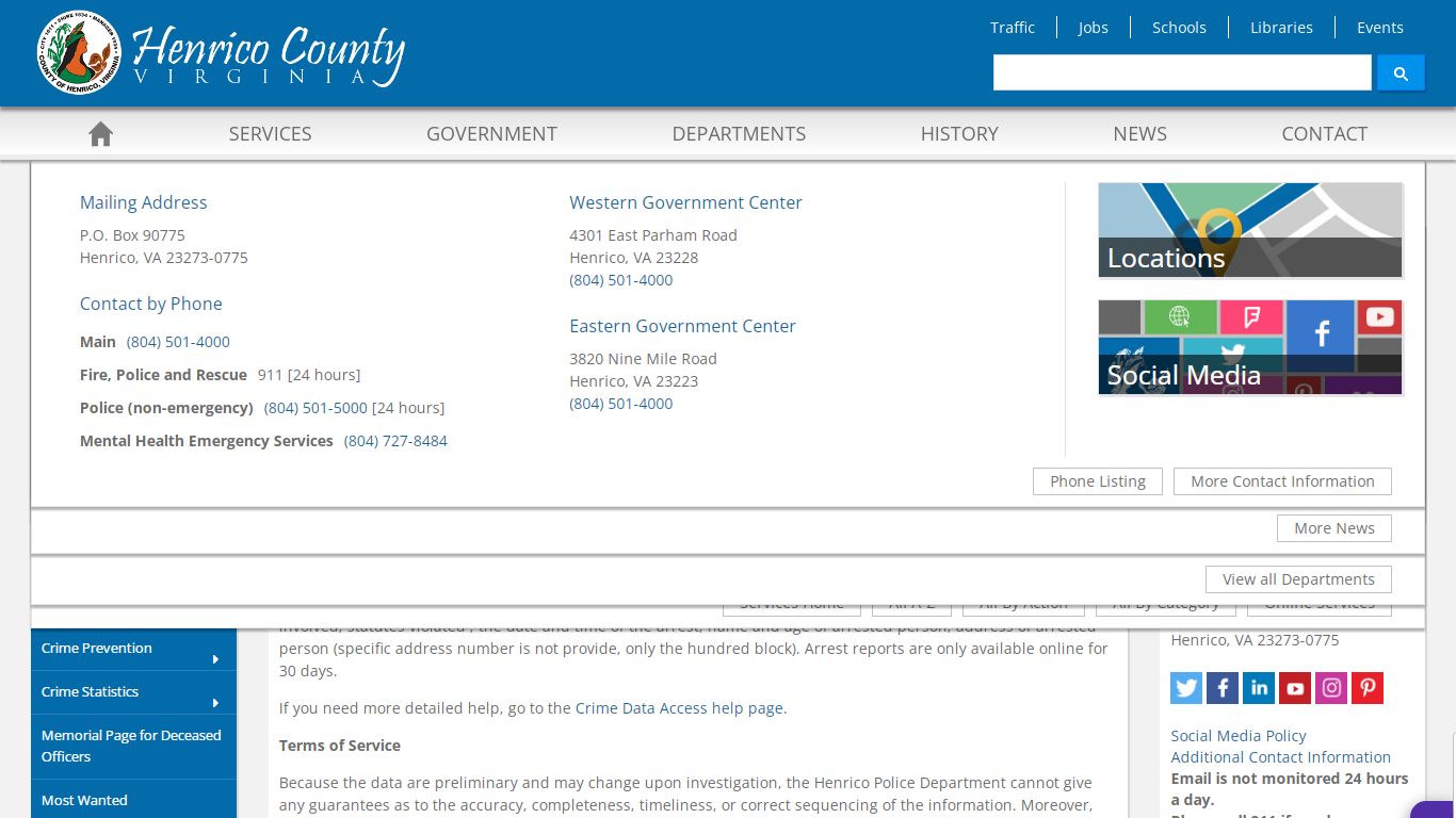 Public Crime Data Access - Henrico County, Virginia